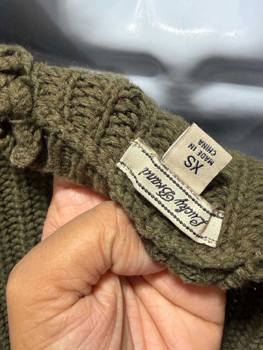 Lucky Brand Cable Knit Sweater Olive Green XS 18ptp - Picture 7 of 7